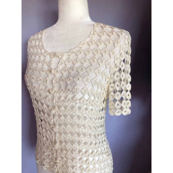 Anthropologie open knit crochet button up cardigan - Picture 5 of 6